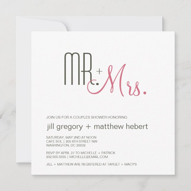 Ehepaare Dusche Retro Mitte des Jahrhunderts Moder Einladung (Vorderseite)