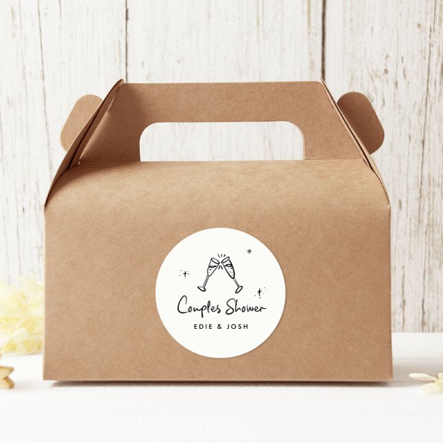 Ehepaare duschen moderne, elegante und handschrift runder aufkleber (Von Creator hochgeladen)