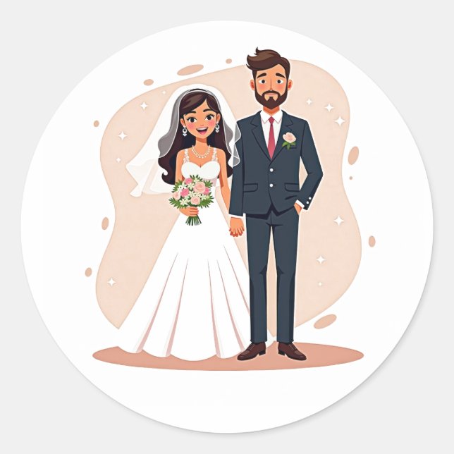 Ehepaare Hochzeitsticker Runder Aufkleber (Vorderseite)