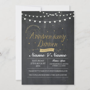 Ehepaare Jubiläum Abendessen Party Hochzeit Einlad Einladung