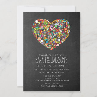 Ehepaare Küche Dusche Rustikales Chalkboard Party Einladung