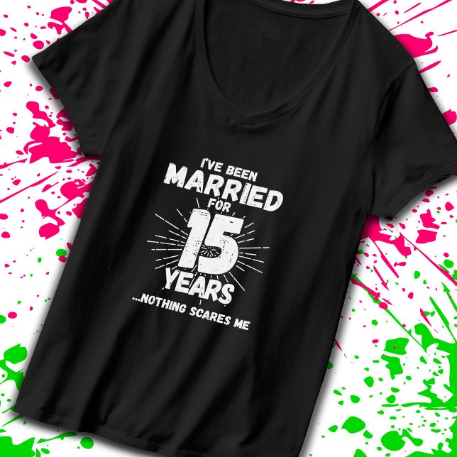Ehepaare Verheiratet 15 Jahre Witziger 15-jähriger T-Shirt (Celebrate your 15 year anniversary milestone with our t-shirt designed to get laughs! -Teemixer)