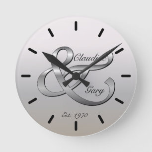 Ehepaare Wall Clock Names & Date Runde Wanduhr