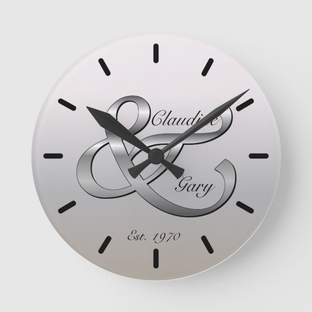 Ehepaare Wall Clock Names & Date Runde Wanduhr (Vorderseite)