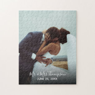 Ehepaare Wedding Foto Mrs. Signature Script DIY Puzzle