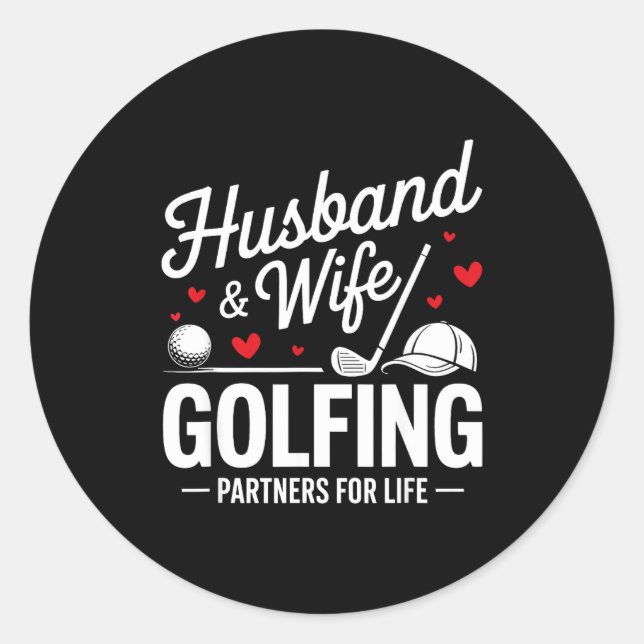 Ehepartner Golfpartner Paare Runder Aufkleber (Vorderseite)