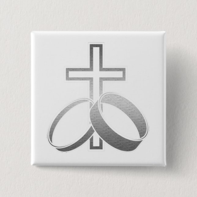 Eheringe u. Kreuz für Wedding und Anniversarys Button (Vorderseite)
