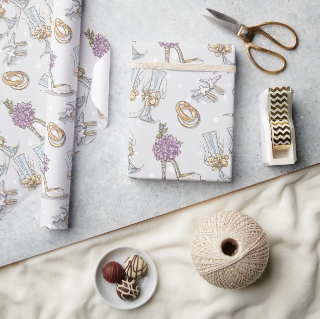 Eheringe und Champagner  Geschenkpapier (Kunsthandwerk)