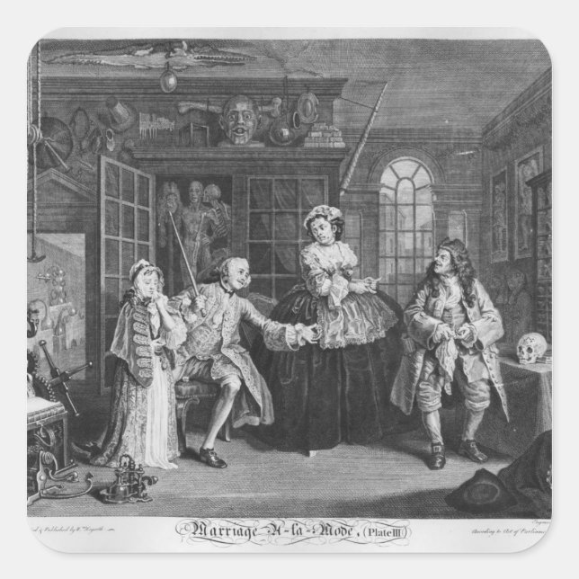 Eheschließung a la Mode Quadratischer Aufkleber (Vorderseite)