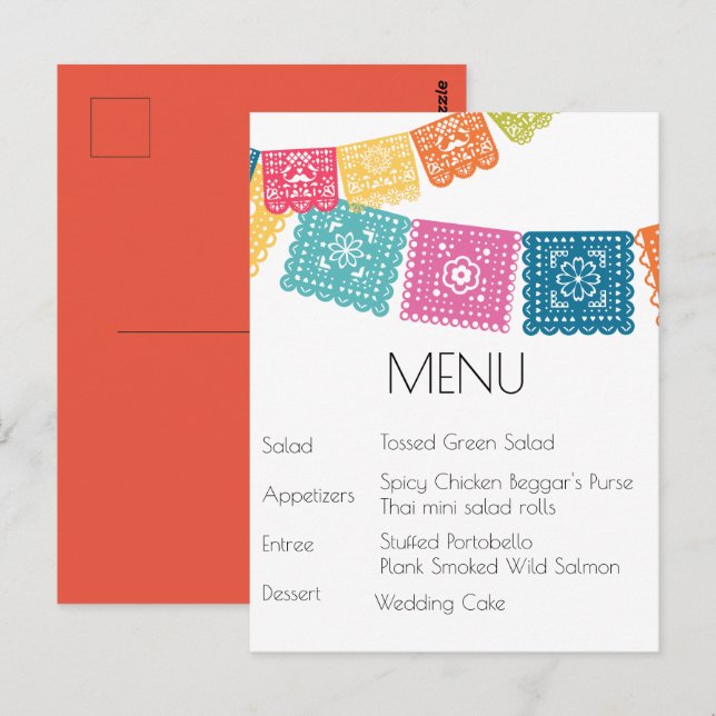 Eheschließung - Boda - Hochzeit Papel Picado UAWG Postkarte (Vorne/Hinten)