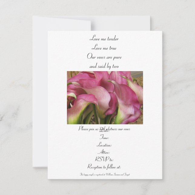 Eheschließung oder Verlängerung der Ehe Einladung (Vorderseite)