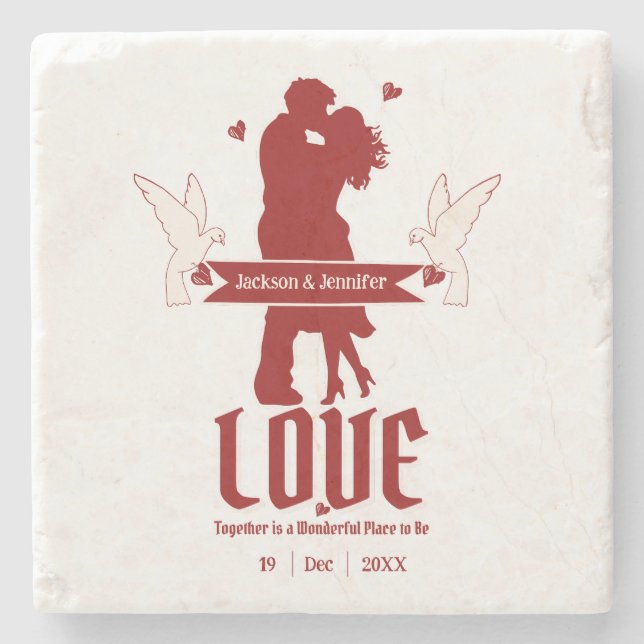 Eheschließungsjubiläum individuell anpassbar steinuntersetzer (Vorderseite)