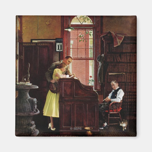 Eheschließungslizenz von Norman Rockwell Magnet (Vorne)