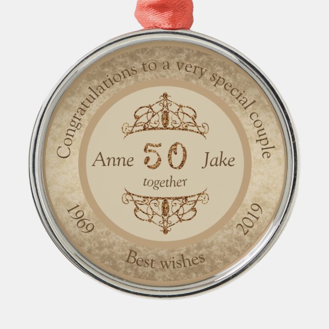 Ehevorführungen zum 50. Geburtstag für Paare Ornament Aus Metall (Vorne)