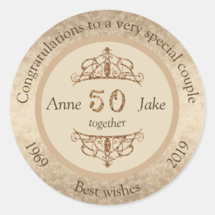 Ehevorführungen zum 50. Geburtstag für Paare Runder Aufkleber