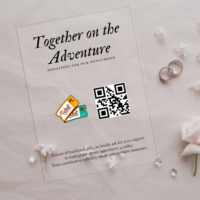 Ehewesen Honeymoon Fund Qr Code Geschenk Acryleinladungen (Wedding Registry Honeymoon Fund Qr Code Gift Acrylic Invitations)