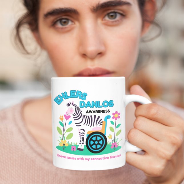 Ehlers Danlos Awareness Zebra Tasse (Spread EDS awareness with this zebra, "I have issues with my connective tissues" mug!)