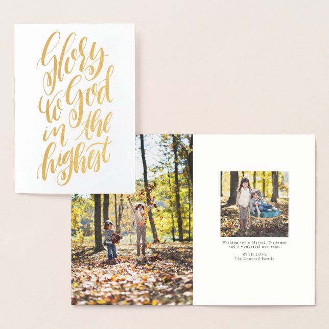 Ehre an Gott religiös behandelt Weihnachten Folienkarte (Anzeige)