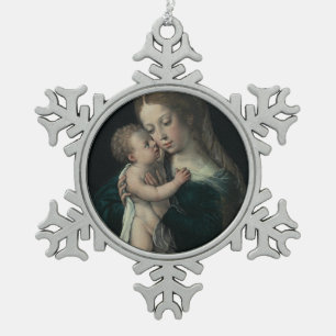 Ehre an Jesus und Maria Schneeflocken Zinn-Ornament
