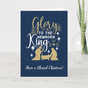 Ehre dem neugeborenen König Glitter Weihnachten Karte