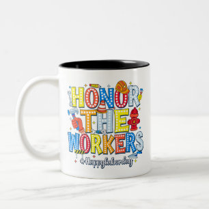 Ehre für den glücklichen Arbeitstag Zweifarbige Tasse