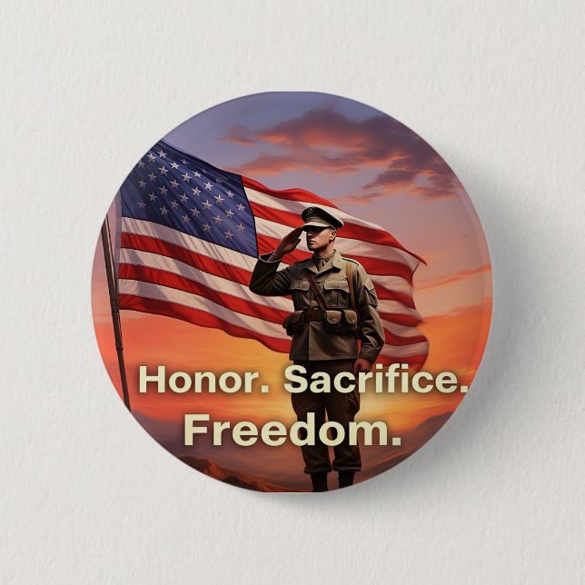 "Ehre. Opfere. Freiheit." US-Soldaten-Flagge Button (Vorderseite)