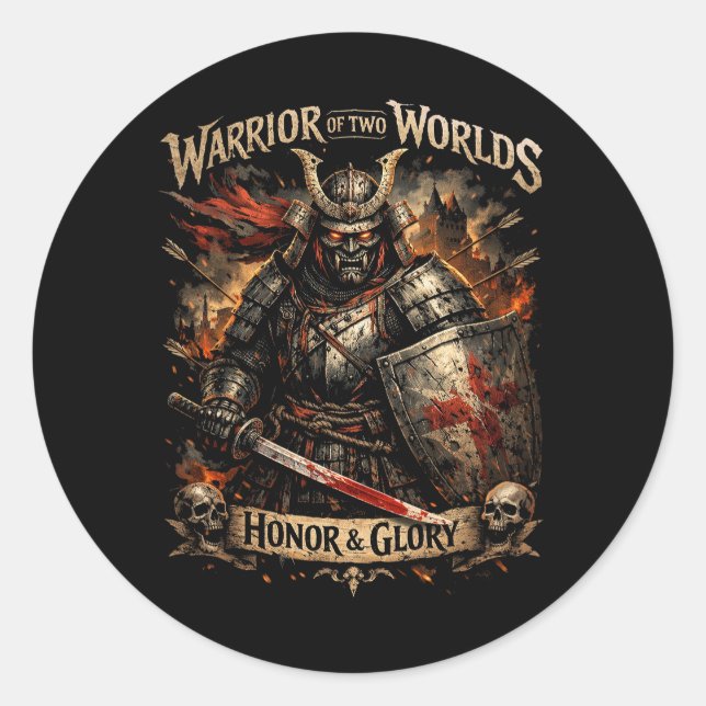 Ehre & Ruhm Runder Aufkleber (Vorderseite)