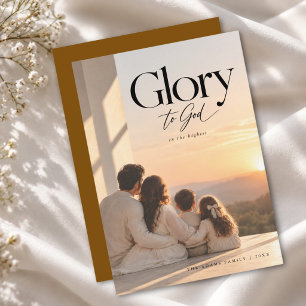 Ehre sei Gott Friedliches religiöses Foto Weihnach Feiertagskarte