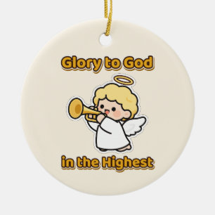 Ehre sei Gott in der Höhe Weihnachtsengel Keramik Ornament