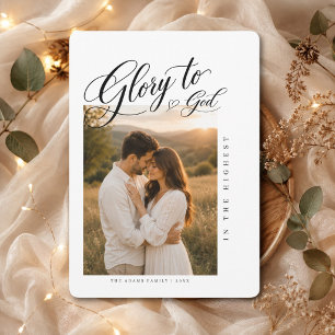 Ehre sei Gott Romantische Religiöse Weihnachtsfoto Feiertagskarte