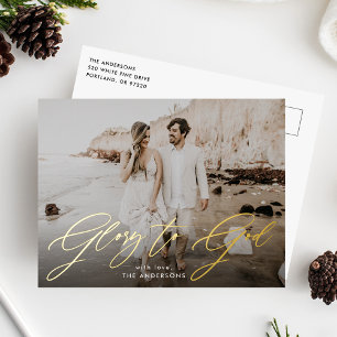 Ehre sei Gott Schrift Religiöses Foto Folien Feiertagspostkarte