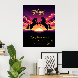 Ehre steigt mit der kühnen Anmut des Sonnenunterga Poster