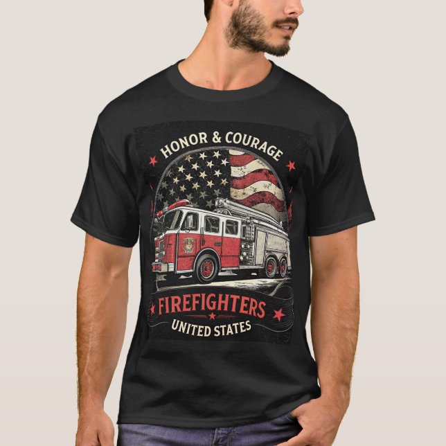 Ehre und Mut Feuerwehrleute Vereinte Staaten T-Shirt (Vorderseite)