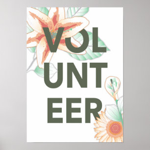 ehrenamtliche Vintage-Blumen Poster