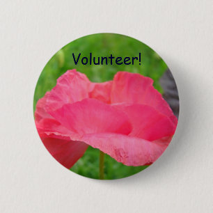 Ehrenamtlicher! Knöpfe Pinke Mohnblumen Button