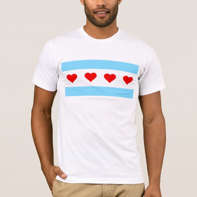 Ehrenchicago-Herz-Ausflug-Flaggen-T - Shirt (Vorderseite)