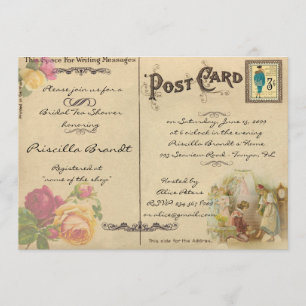 Ehrende die Brauttee-Dusche, reden alte Postkarte
