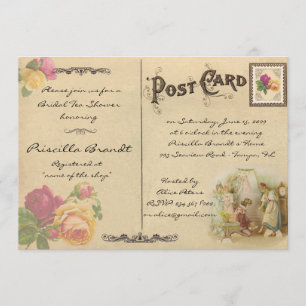 Ehrende die Brauttee-Dusche, reden alte Postkarte