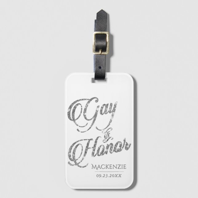 Ehrengabe | Silver Brautparty Custom Keepake Gepäckanhänger (Vorderseite Vertikal)