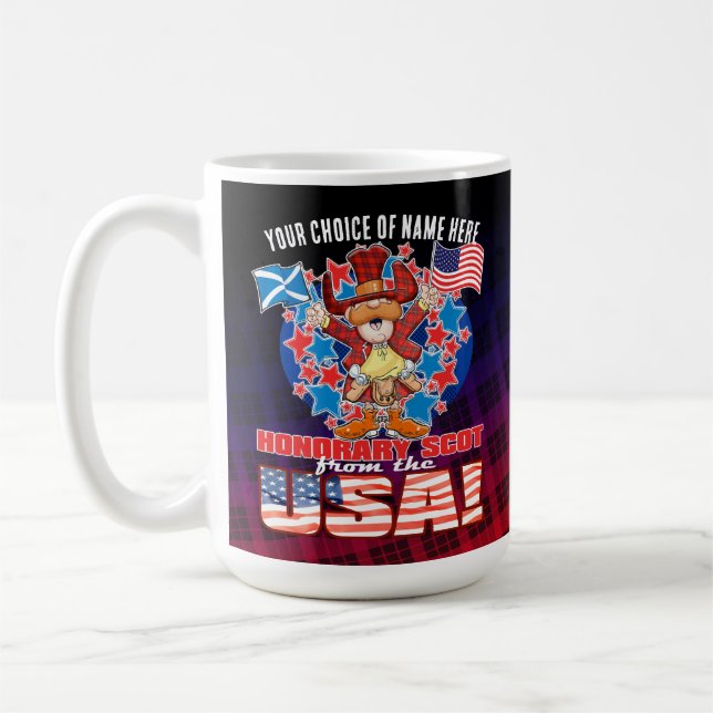 Ehrenhalber Schotte aus den USA Kaffeetasse (Links)