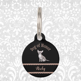 Ehrenhund Hochzeit Chihuahua Imitate auf Schwarz Haustiermarke