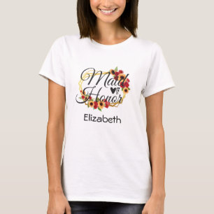 Ehrenjungfer Sonnenblumen Rosen Florales Geschenk T-Shirt