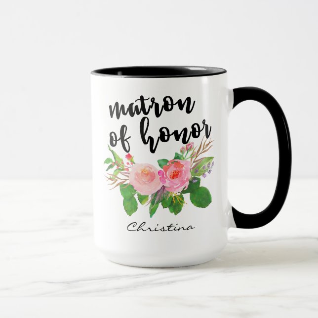 Ehrenmatron Wasserfarbe Personalisiert Tasse (Rechts)