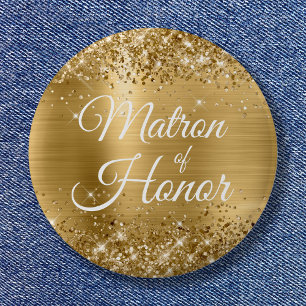 Ehrenmatrone Glänzendes Goldfolie Button