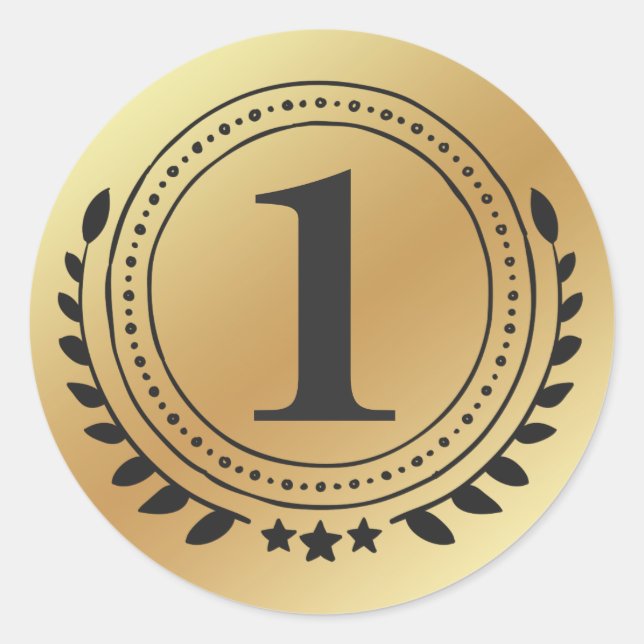 Ehrenmedaille mit Gold Gradient auf dem ersten Pla Runder Aufkleber (Vorderseite)