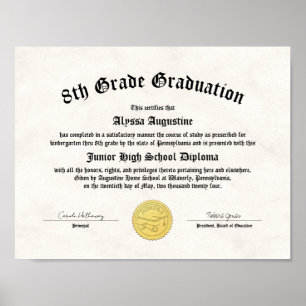 Ehrenurkunde 5. und 8. Klasse Abschluss Homeschool Poster