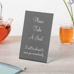 Ehrlich und elegant "Bitte nehmen Sie Platz" Sockelschild
