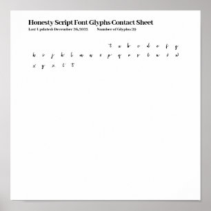 Ehrlichkeit Script-Schriftzeichen Kontaktblatt Poster