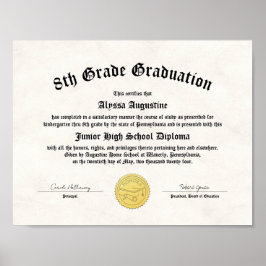 Ehrung 5. Klasse Abschluss Homeschool Diplom Poster