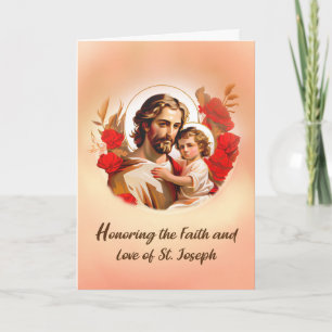 Ehrung des Josefstags mit roten Jesus-Rosen Karte